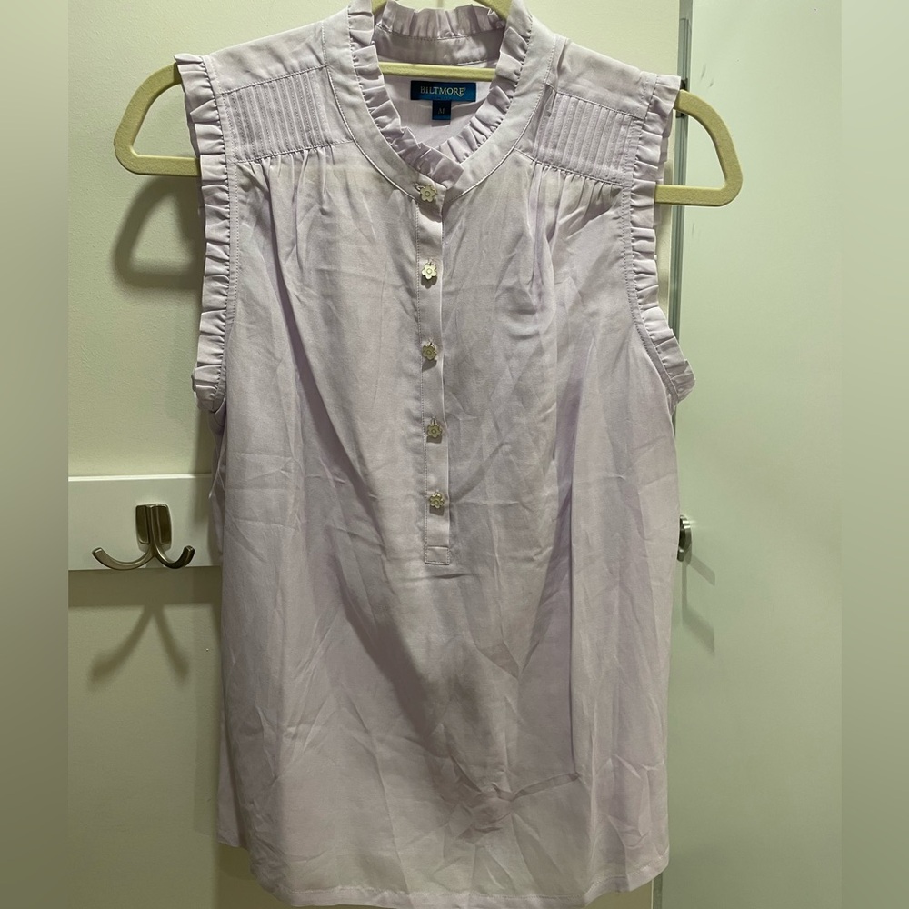 Lilac Ruffled Sleeveless Blouse